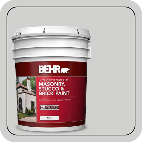 BEHR 5 gal. #N520-1 White Metal Flat Interior/Exterior Masonry, Stucco and Brick Paint (2)