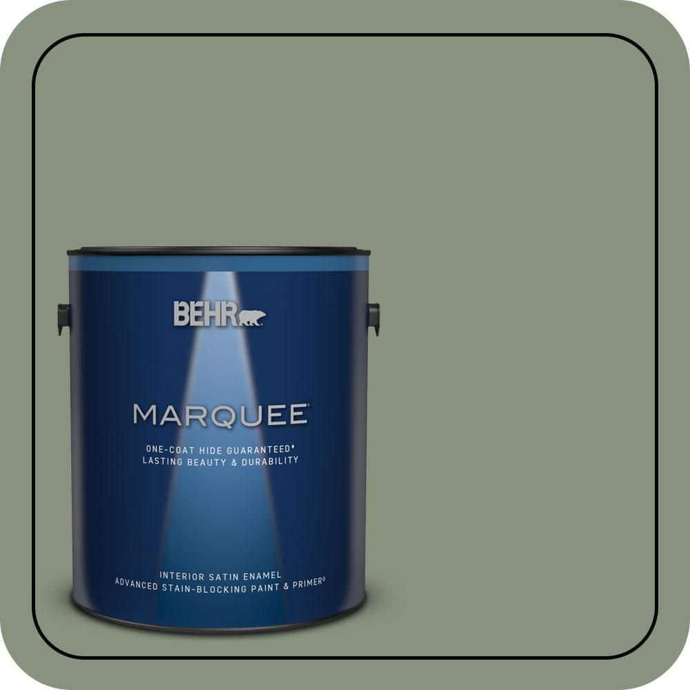 BEHR MARQUEE 1 gal. #N390-5 Eucalyptus Wreath One-Coat Hide Satin Enamel Interior Paint & Primer