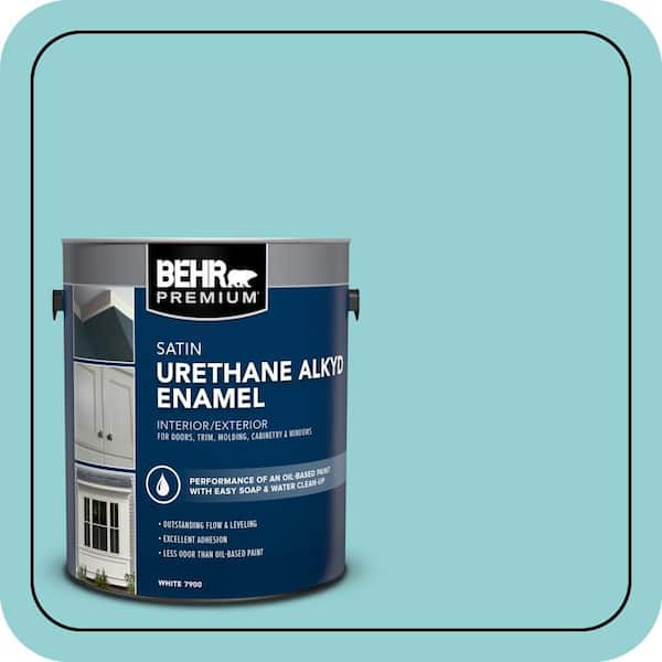 BEHR PREMIUM 1 gal. #M460-3 Big Surf Urethane Alkyd Satin Enamel Interior/Exterior Paint (2)