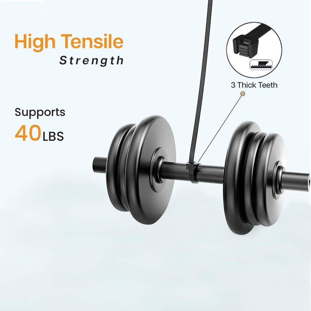Ahfiwaso 1000Piece 8 in. Heavy Duty UV Resistant Nylon Cable Zip Ties with 40lb Tensile Strength for Indoor and Outdoor Use Black (2)