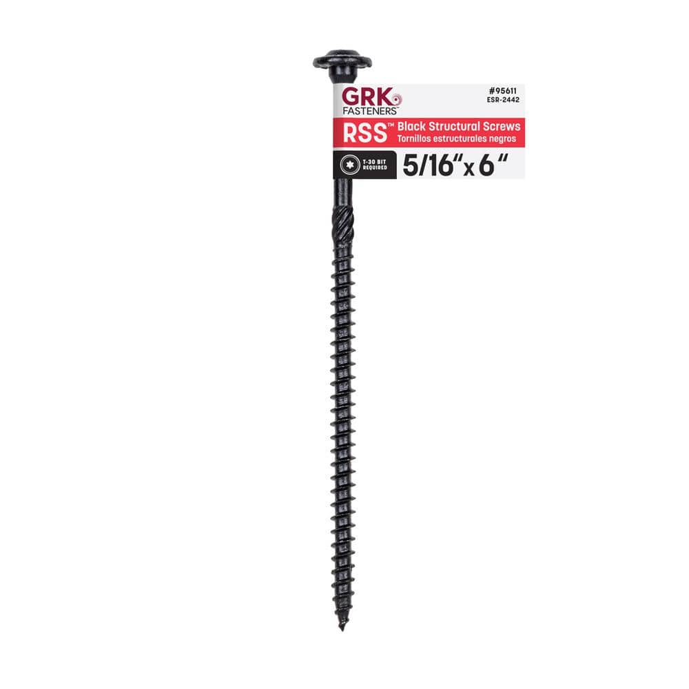 GRK Fasteners 5/16 in. x 6 in. Torx Drive Low Profile Washer Head RSS Black Rugged Structural Wood Screw