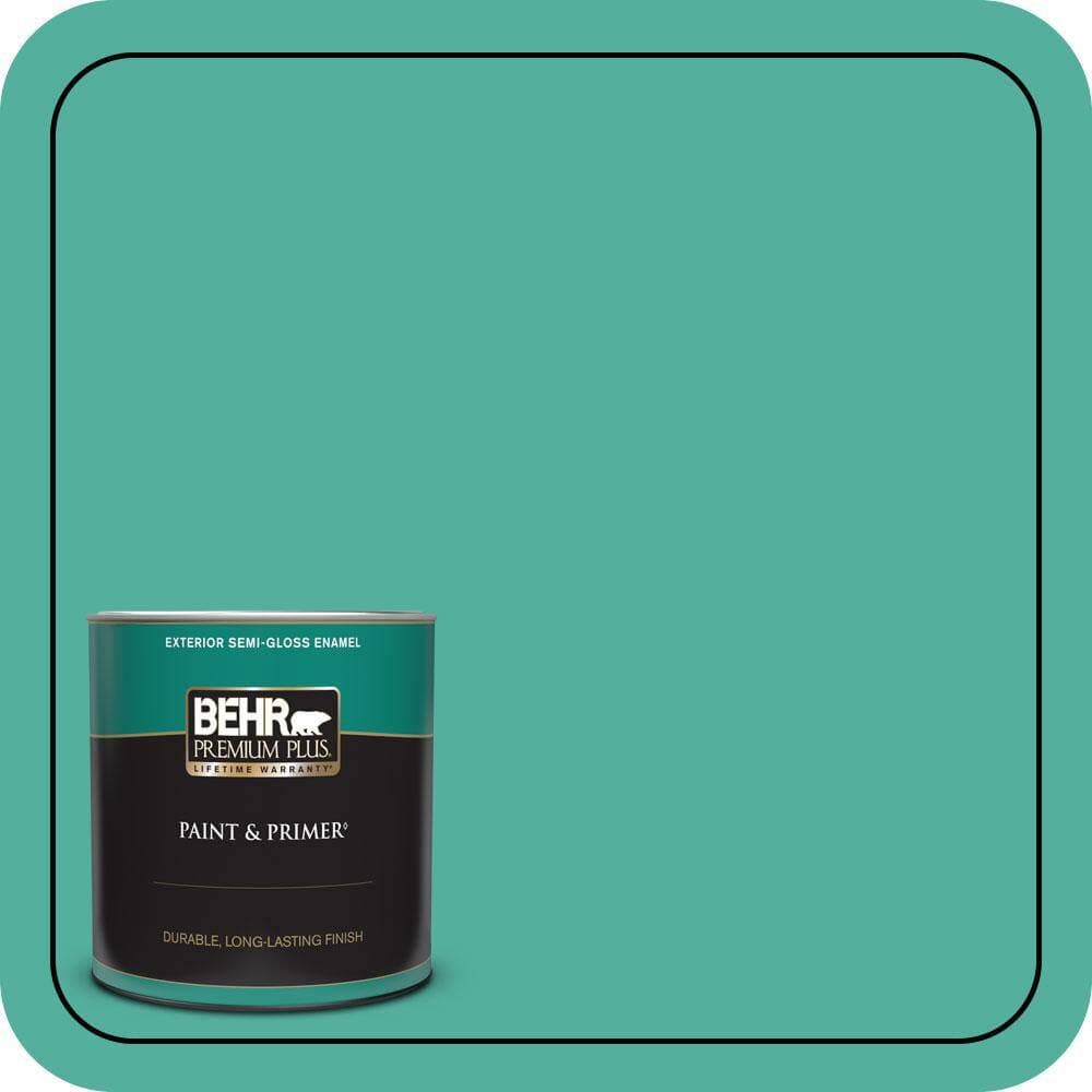 BEHR PREMIUM PLUS 1 qt. #P440-5 Water Park Semi-Gloss Enamel Exterior Paint & Primer