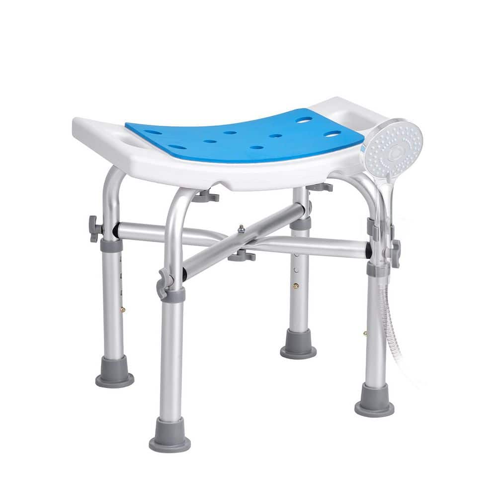 Unbranded 16.73 in. W Freestanding Crossbar Support 500 lbs. Adjustable Height Shower Stool, Aluminium Alloy Bath Seat in Silver