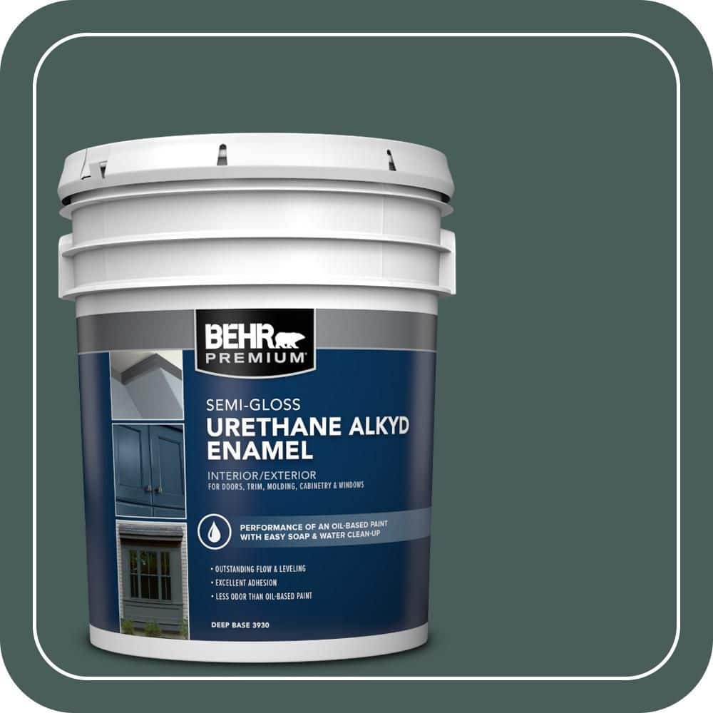 BEHR PREMIUM 5 gal. #N430-7 Silken Pine Urethane Alkyd Semi-Gloss Enamel Interior/Exterior Paint