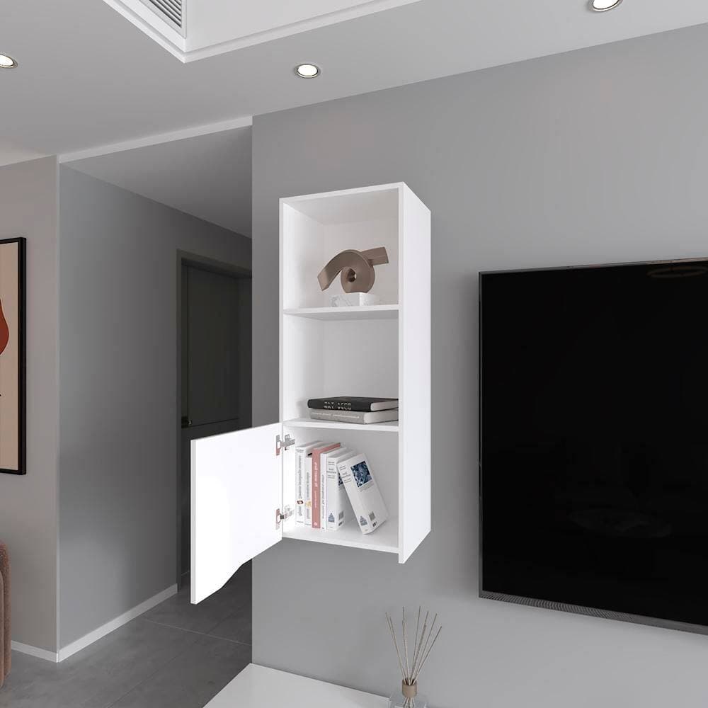 Tahanbath 16.10 in. W x 13.40 in. D x 43.30 in. H Bathroom Storage Wall Cabinet in White with Door for Hidden Storage (2)