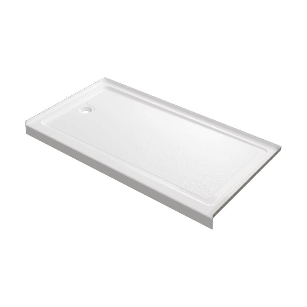 PULSE Showerspas 60 in. L x 30 in. W Alcove Shower Pan Base with Front Drain in White Acrylic (1)