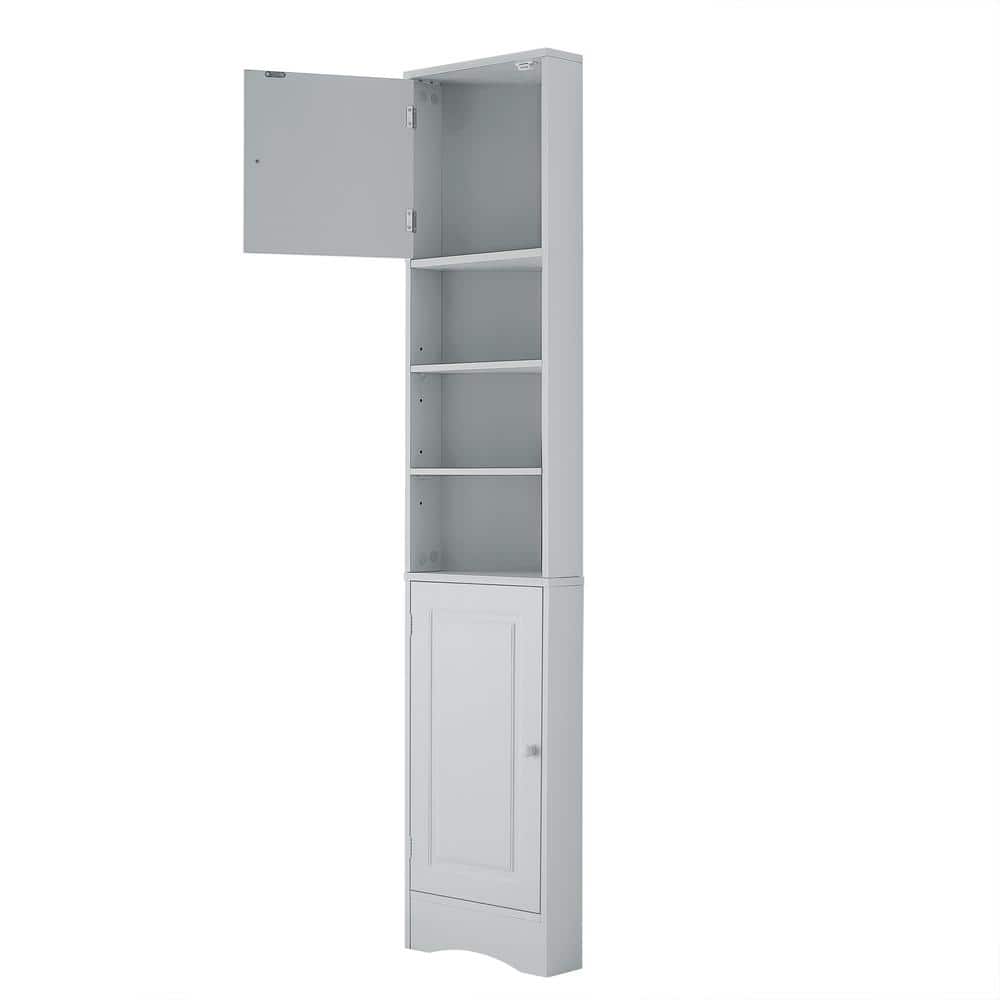 Tahanbath 9.40 in. W x 14.60 in. D x 66.90 in. H Bathroom Storage Wall Cabinet in Grey (2)