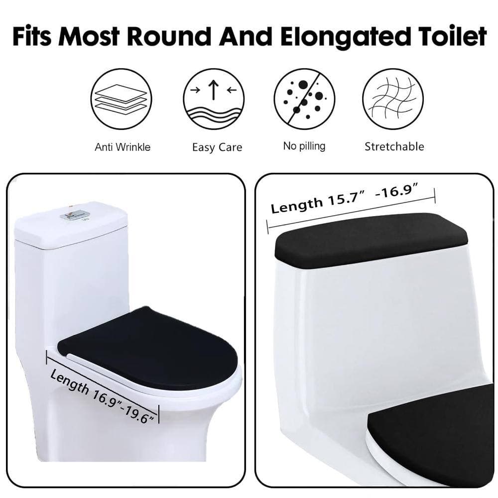 Unbranded Toilet Lid Cover and Tank Lid Cover Set with Elastic Bottom Fits Lids 17-20 in and Tanks 15-17 in Decor (2)
