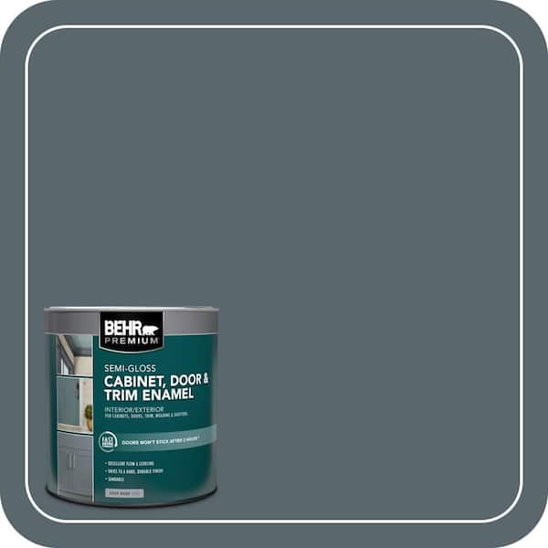 BEHR PREMIUM 1 qt. #N470-6 Whale Gray Semi-Gloss Enamel Interior/Exterior Cabinet, Door & Trim Paint (2)