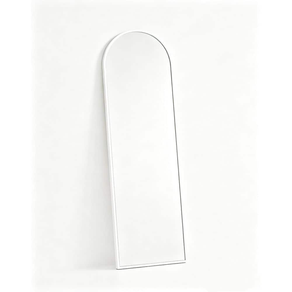 Wudkey 1-Piece Bath Accessory Set in Silver Arched Full Length Standing Floor Mirror with Stand for Bathroom Bedroom Entryway (1)
