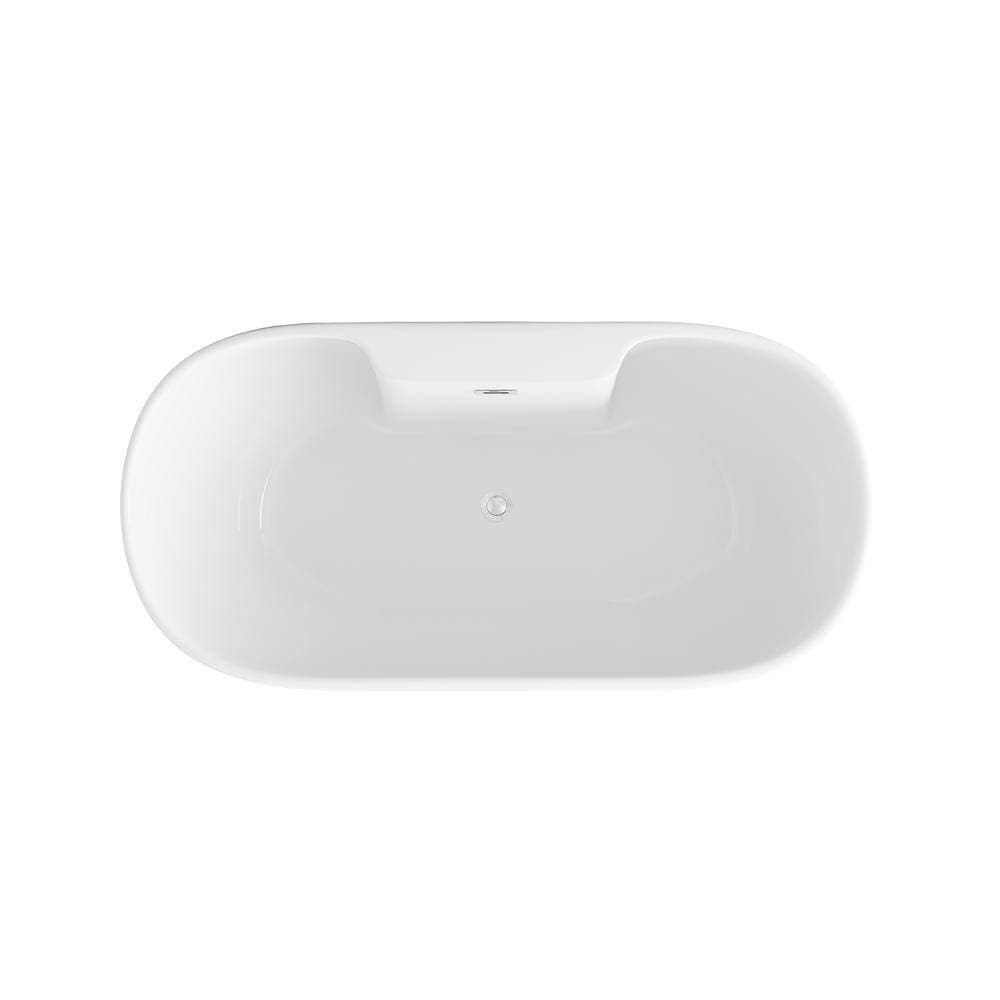 Unbranded Timeless Home 67 in. x 32 in. Soaking Bathtub with Center Drain in Glossy White with Chrome Trim (3)