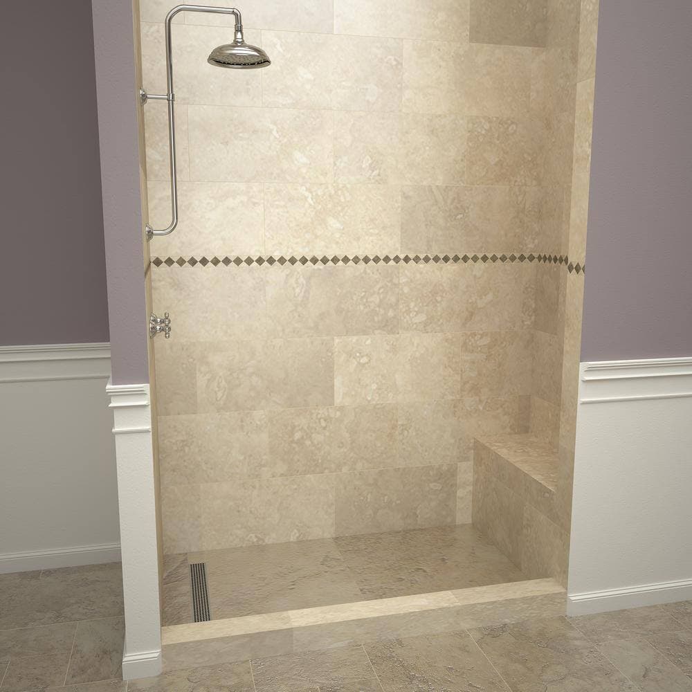 Tile Redi Base'N Bench 36 in. 72 in. Single Threshold Shower Base and Bench Kit with Drain (4)