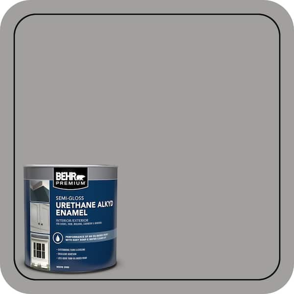 BEHR PREMIUM 1 qt. #MQ6-22 Gateway Gray Urethane Alkyd Semi-Gloss Enamel Interior/Exterior Paint (2)