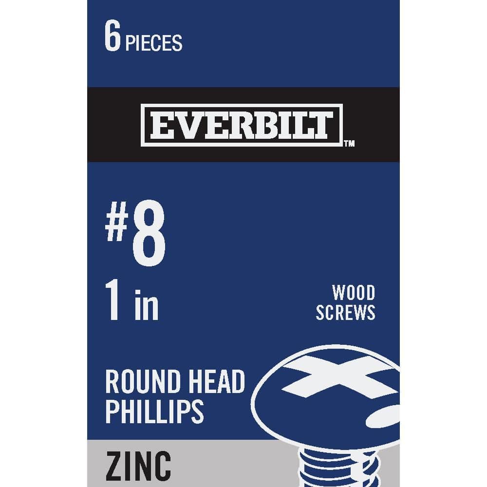Everbilt #8 x 1 in. Zinc Plated Phillips Round Head Wood Screw (6-Pack) (1)