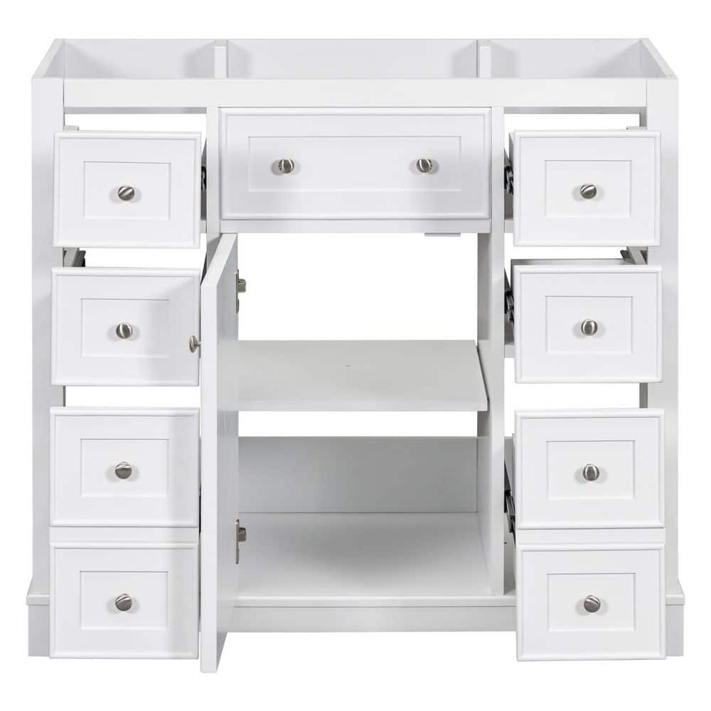 Unbranded 36 in. Bath Vanity Cabinet without Top Solid in White Cabinet Base Only, 1 Cabinet and 6 Drawers, (3)