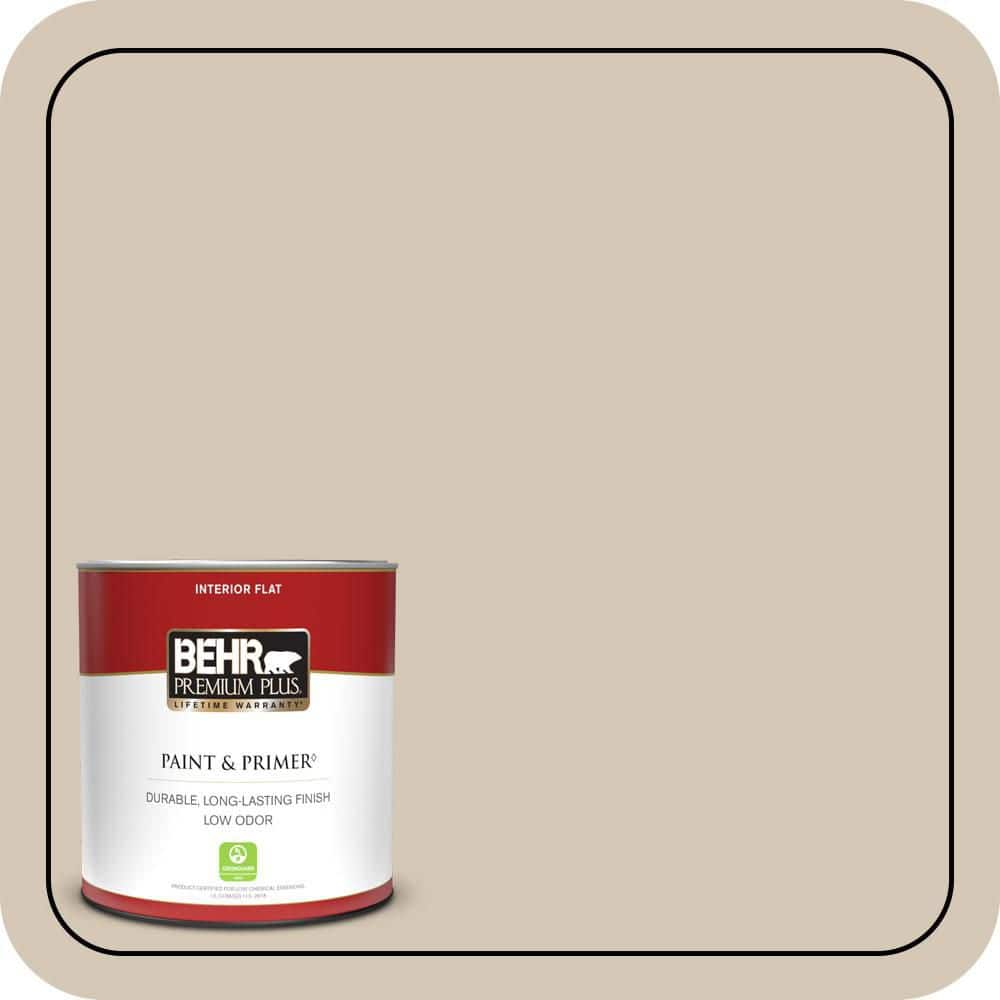 BEHR PREMIUM PLUS 1 qt. #MQ3-10 French Beige Flat Low Odor Interior Paint & Primer