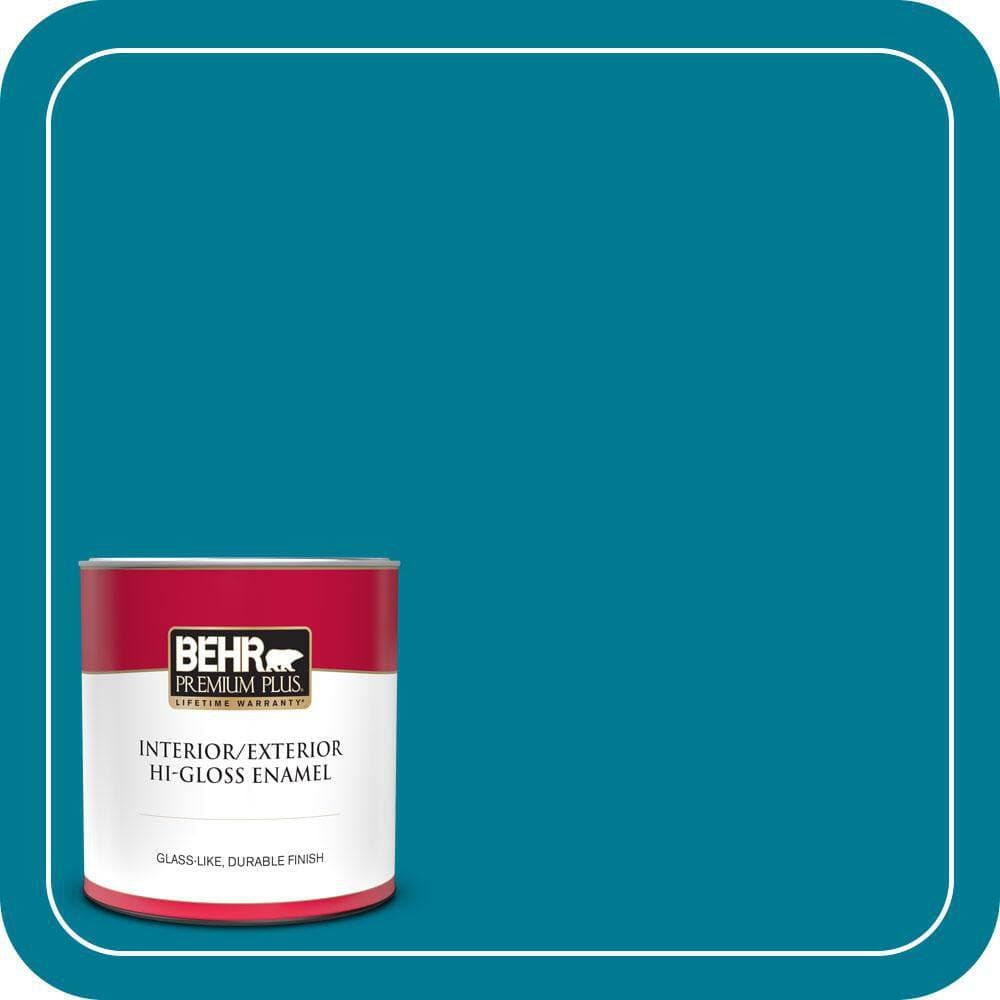BEHR PREMIUM PLUS 1 qt. #520B-7 Havasu Hi-Gloss Enamel Interior/Exterior Paint & Primer (1)