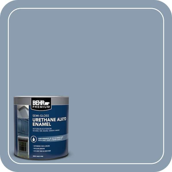 BEHR PREMIUM 1 qt. #BNC-08 Sonata Blue Semi-Gloss Enamel Urethane Alkyd Interior/Exterior Paint (2)