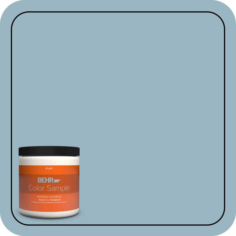 BEHR PREMIUM PLUS 8 oz. #S470-3 Peaceful Blue Flat Interior/Exterior Paint & Primer Color Sample