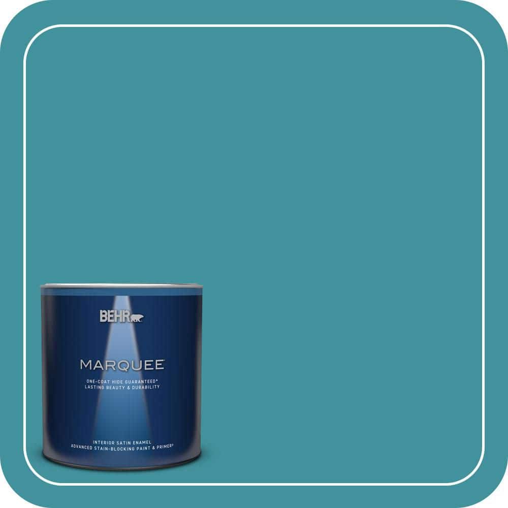 BEHR MARQUEE 1 qt. #520D-6 Lagoon Satin Enamel Interior Paint & Primer