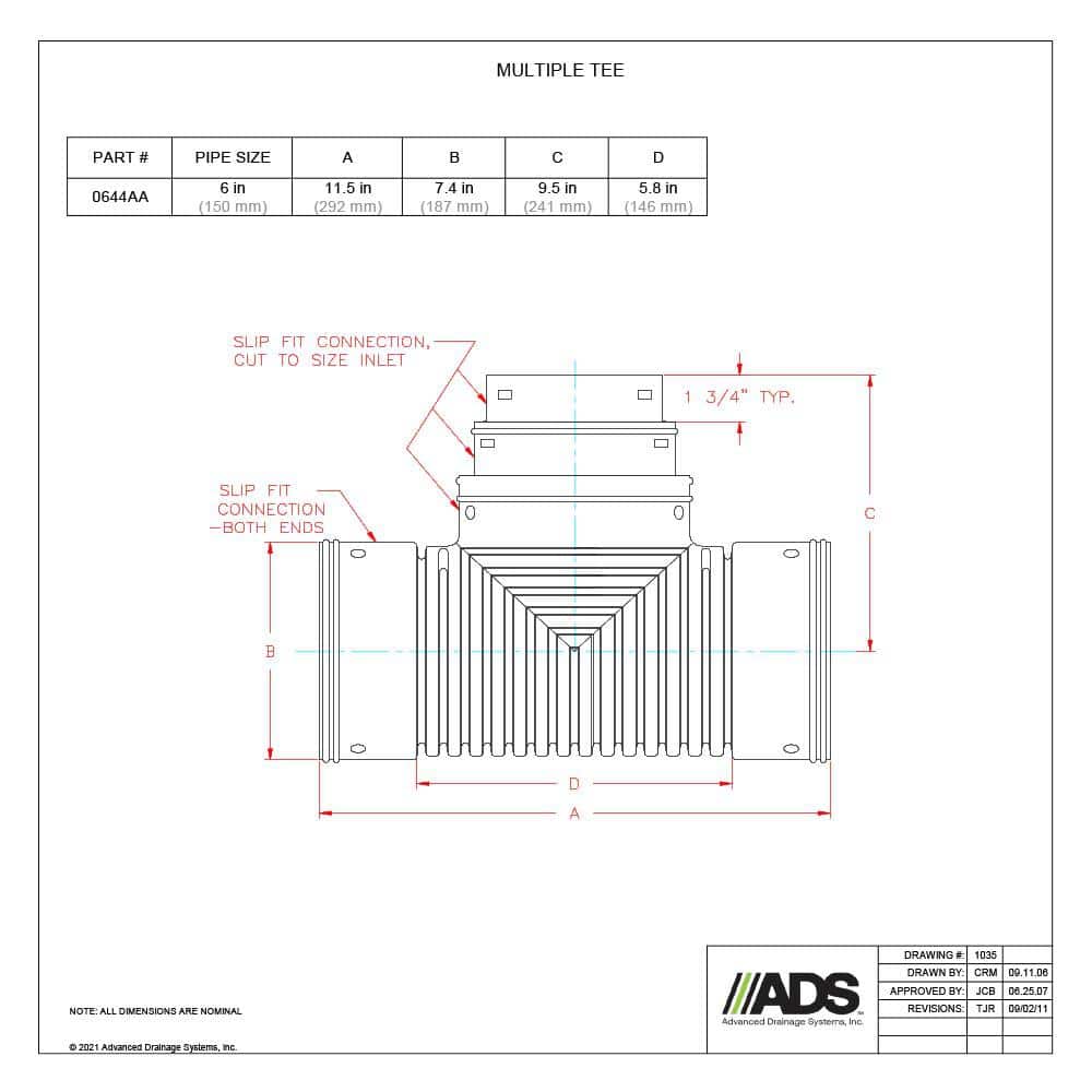 Advanced Drainage Systems 6 in. Multi-Reducing Tee (2)
