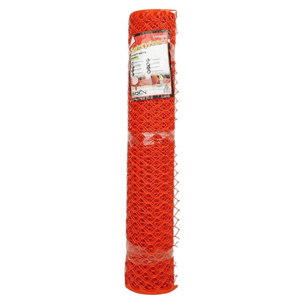 BOEN 4 ft. x 50 ft. Orange Construction Diamond Grid Snow/Safety Barrier Fence (1)