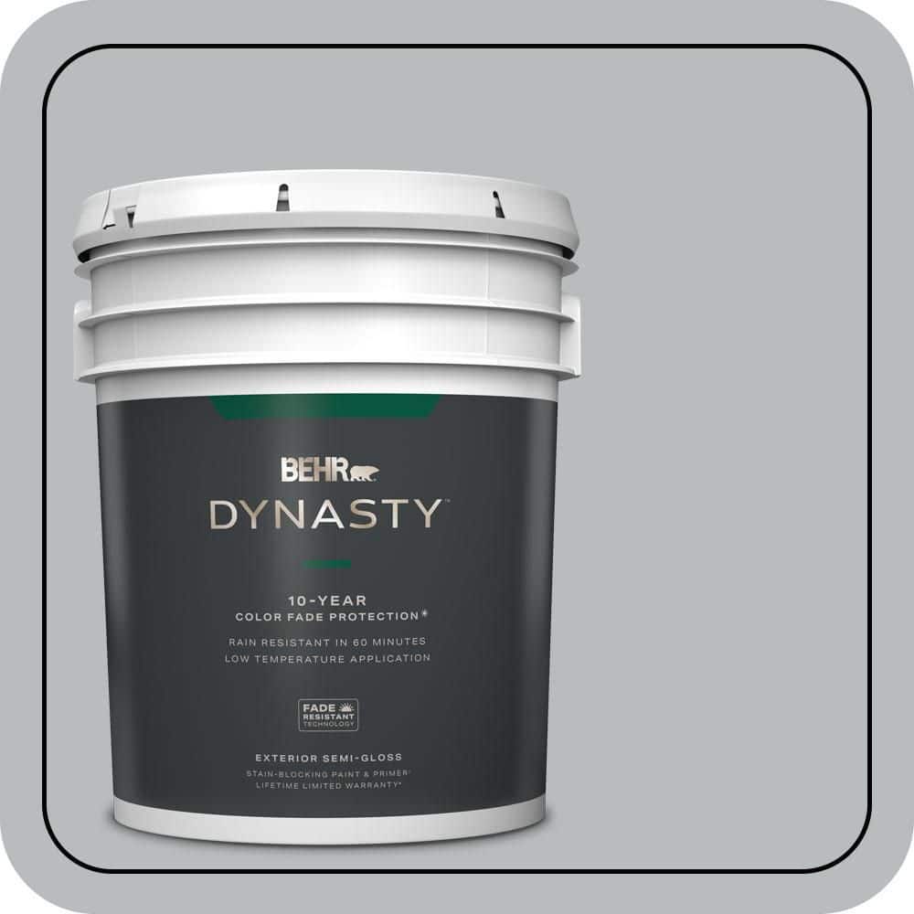 BEHR DYNASTY 5 gal. #PPU18-05 French Silver Semi-Gloss Enamel Exterior Stain-Blocking Paint & Primer