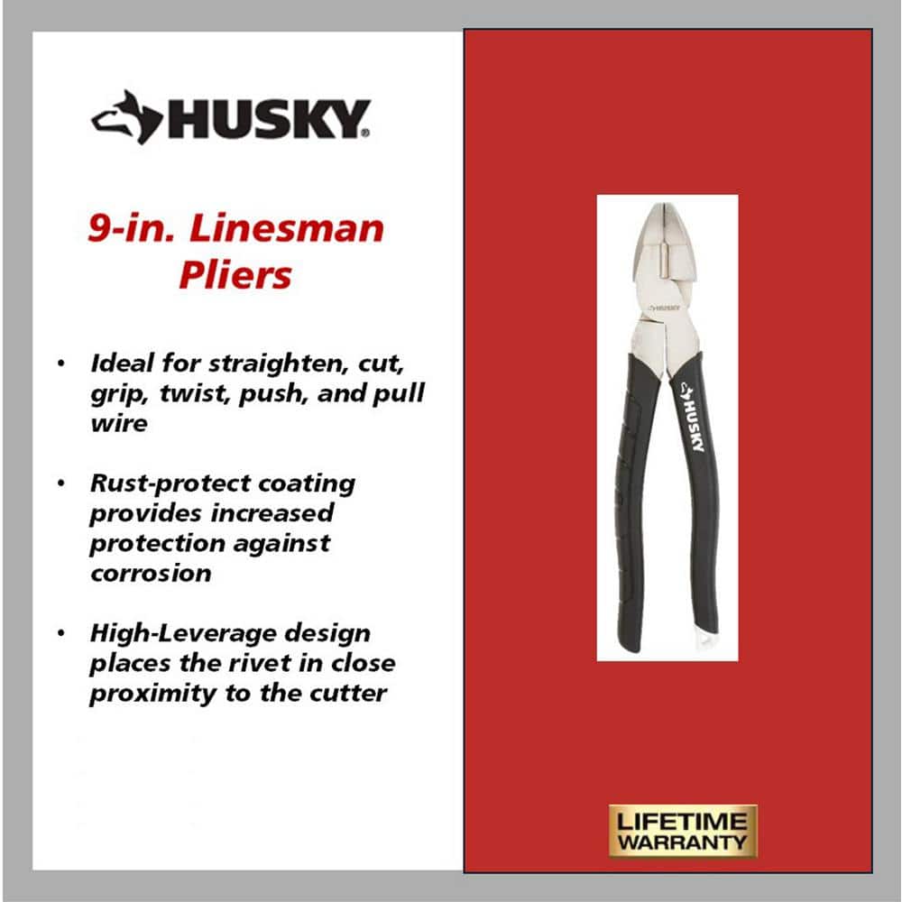 Husky 9 in. Linesman Pliers (3)