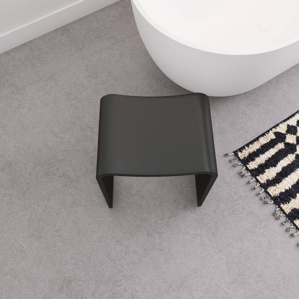 SJ STAR&JANE 15 in. x 12 in. x 16 in. Solid Surface Shower Stool Vanity Seat Walk In Shower Seat in Black (3)