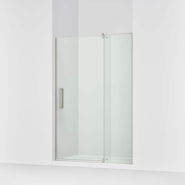 KOHLER Echelon 44-48 in. W x 70 in. H Frameless Pivot Shower Door in Anodized Brushed Nickel with 5/16 in. Thick Tempered Glass