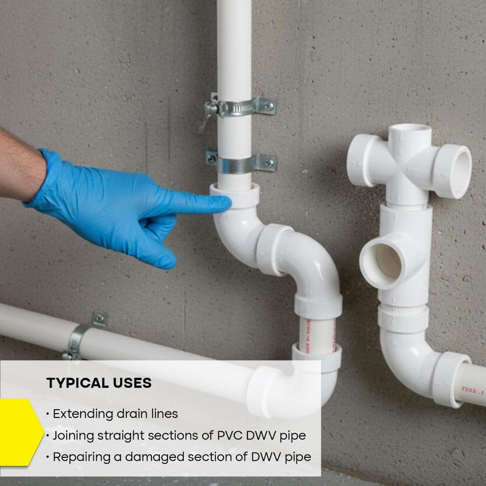 PLUMBFLEX 4 in. White Rigid PVC DWV 1/8 Bend 45° Elbow, Hub x Hub Fitting for Drain, Waste & Vent Systems, (10-Pack) (2)