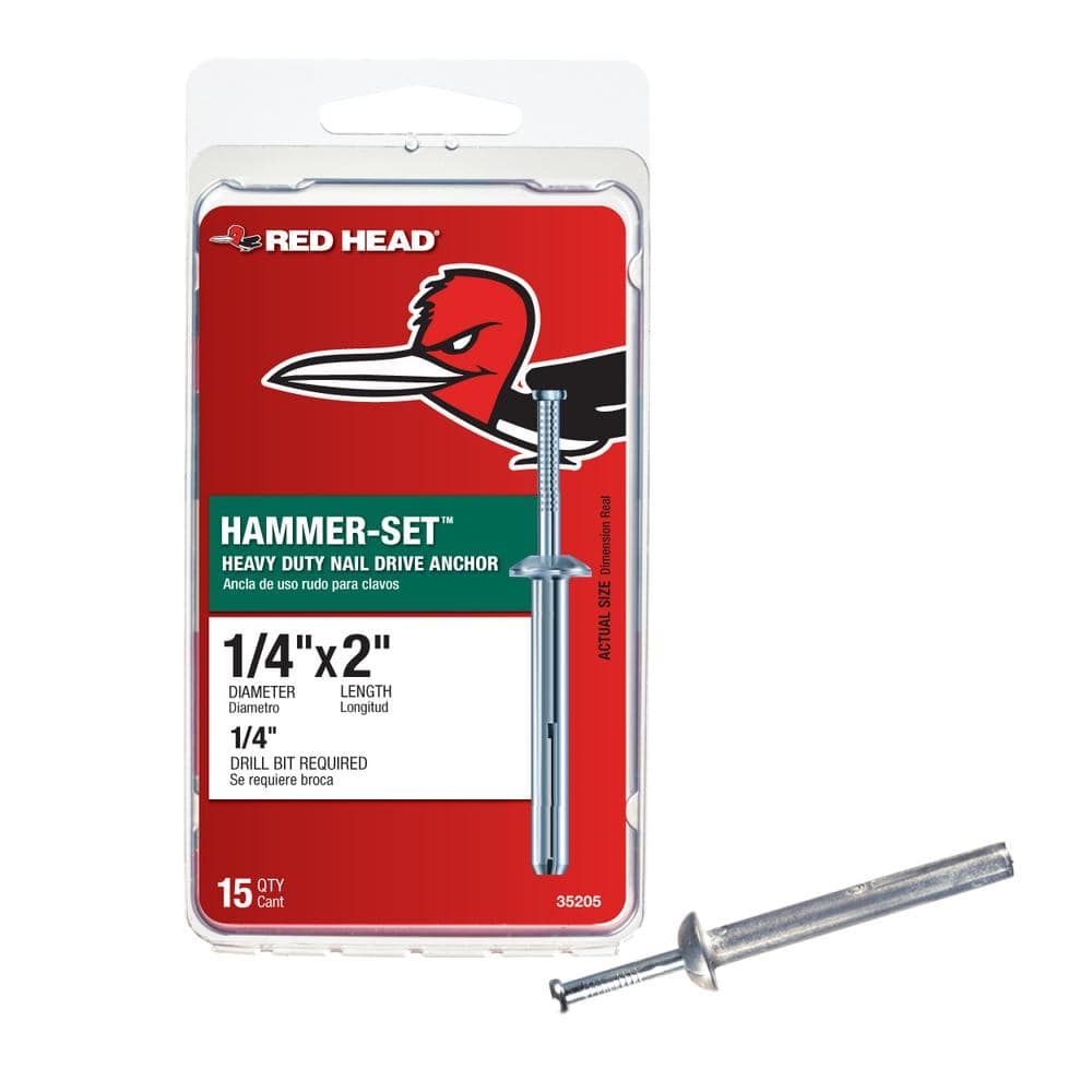 Red Head 1/4 in. x 2 in. Hammer-Set Nail Drive Concrete Anchors (15-Pack)