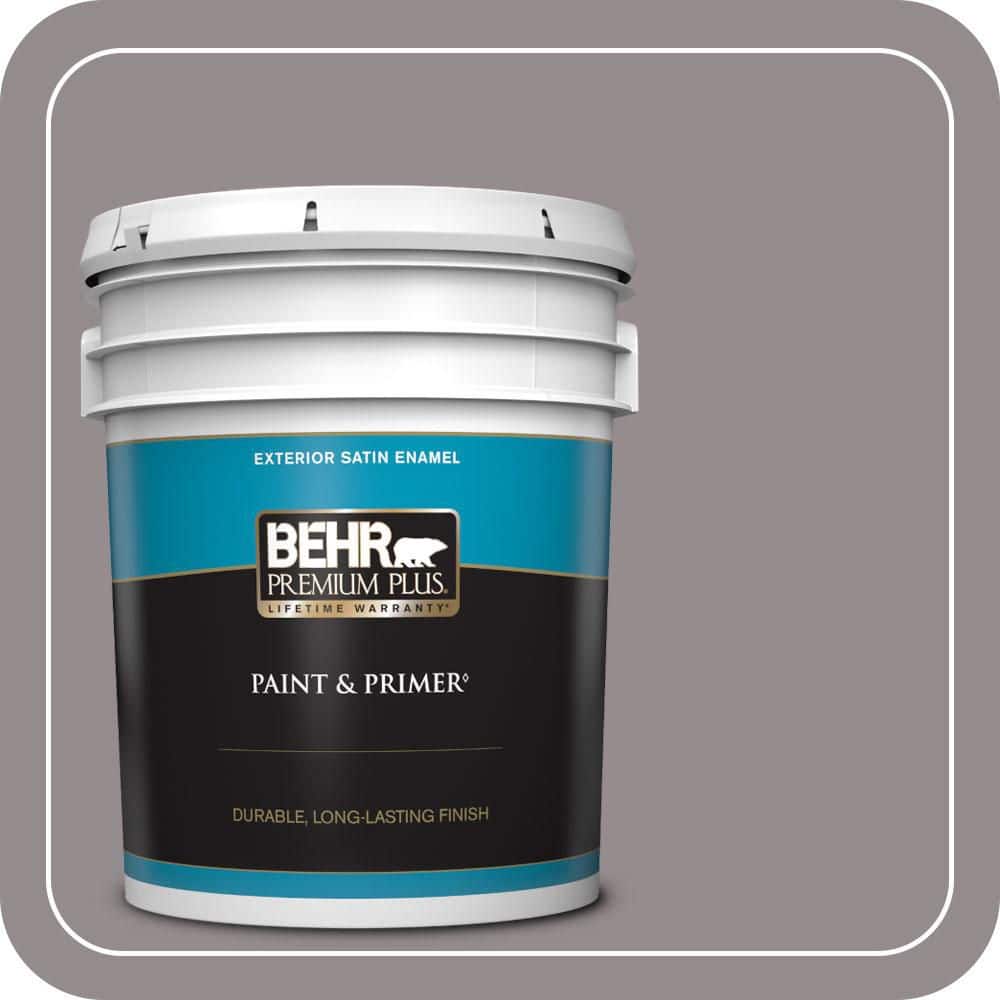 BEHR PREMIUM PLUS 5 gal. #T18-03 Graylac Satin Enamel Exterior Paint & Primer