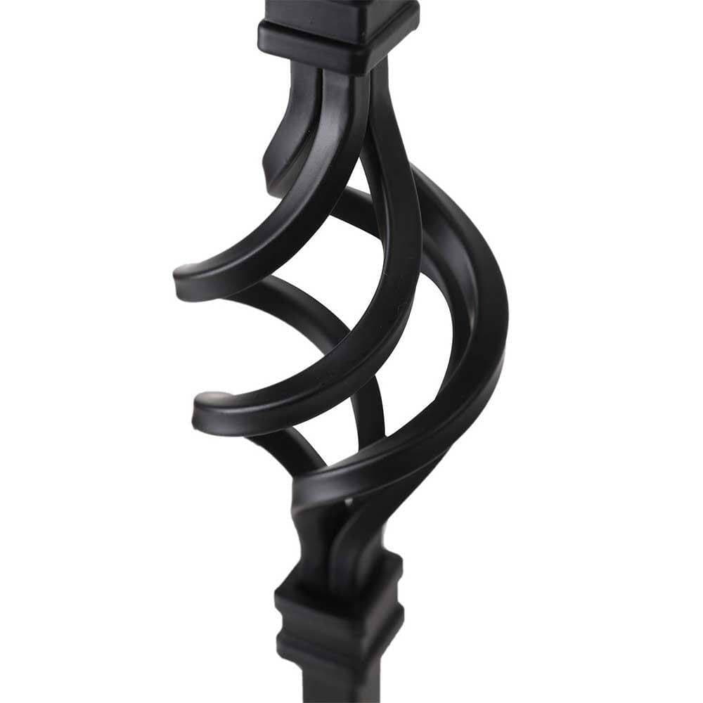 Afoxsos S08 44 x 0.5 Wrought Iron Single Basket Decorative Metal Balusters for Decks Spiral Stair Railing Set of 10 Satin Black (3)