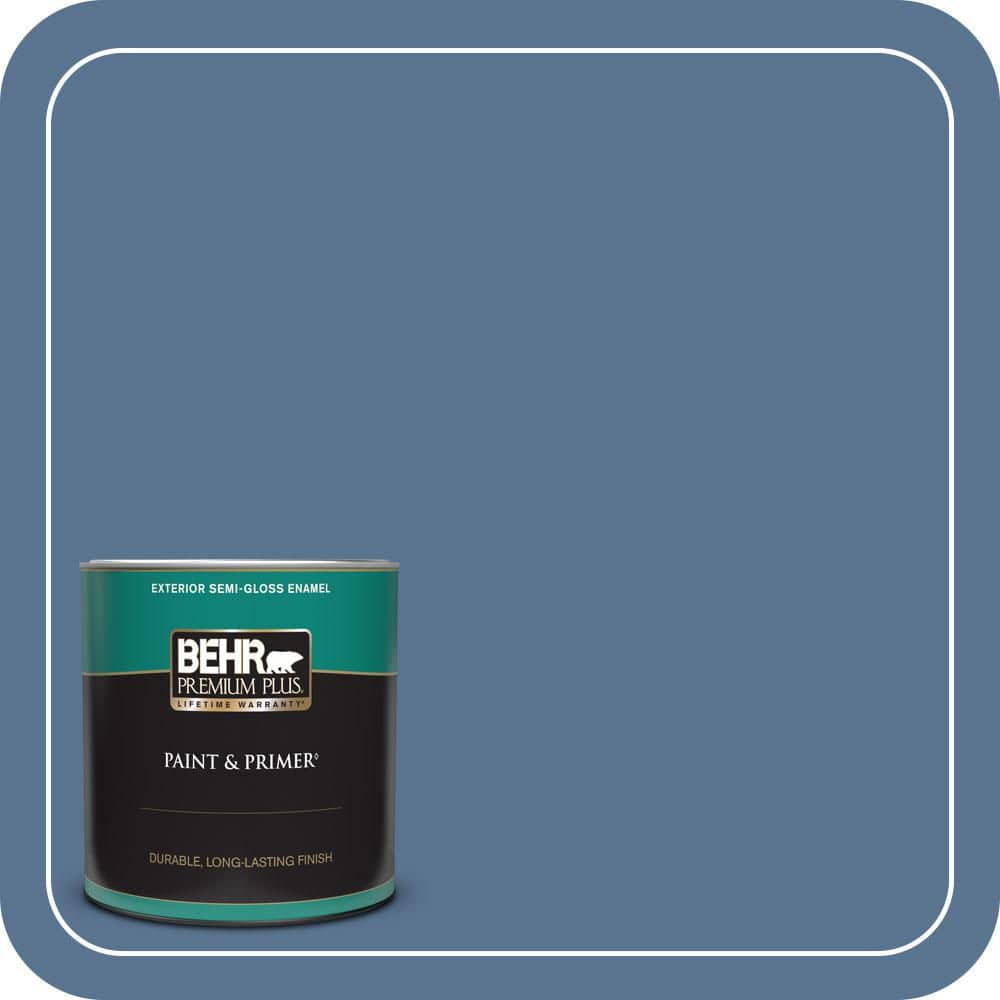 BEHR PREMIUM PLUS 1 qt. #PPU14-18 Laguna Blue Semi-Gloss Enamel Exterior Paint & Primer