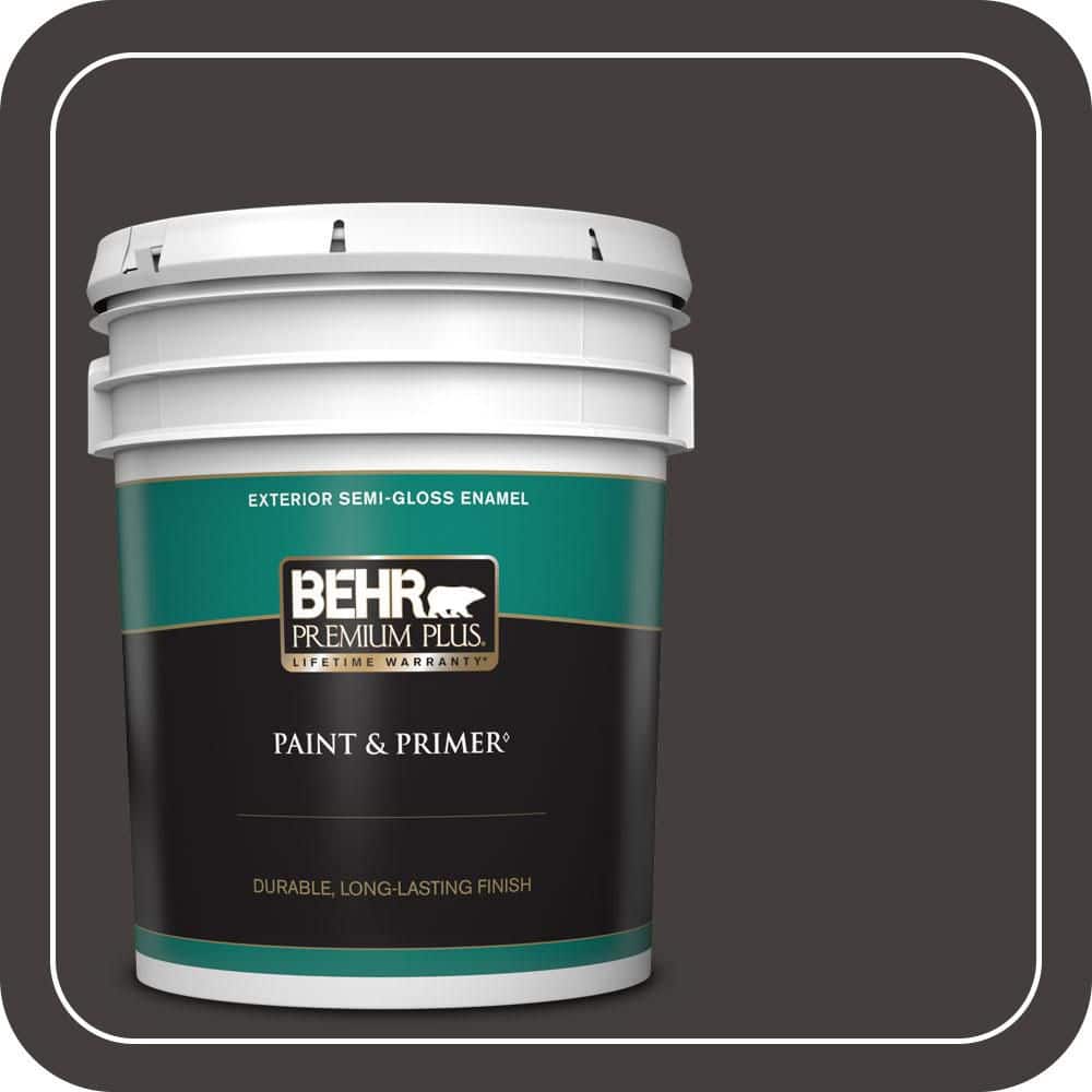 BEHR PREMIUM PLUS 5 gal. #MQ1-35 Off Broadway Semi-Gloss Enamel Exterior Paint & Primer