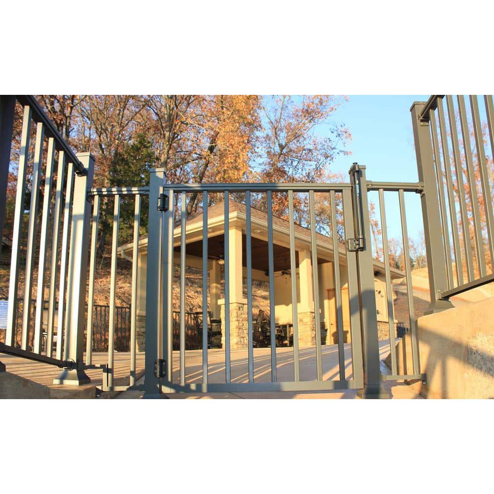 EZ Handrail 36 in. x 36 in. White Pre-Built Metal Single Panel Walk Though Gate with 1 in. Square Balusters (2)