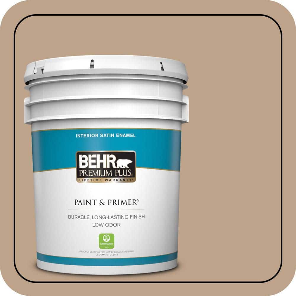 BEHR PREMIUM PLUS 5 gal. #N260-4 Merino Satin Enamel Low Odor Interior Paint & Primer