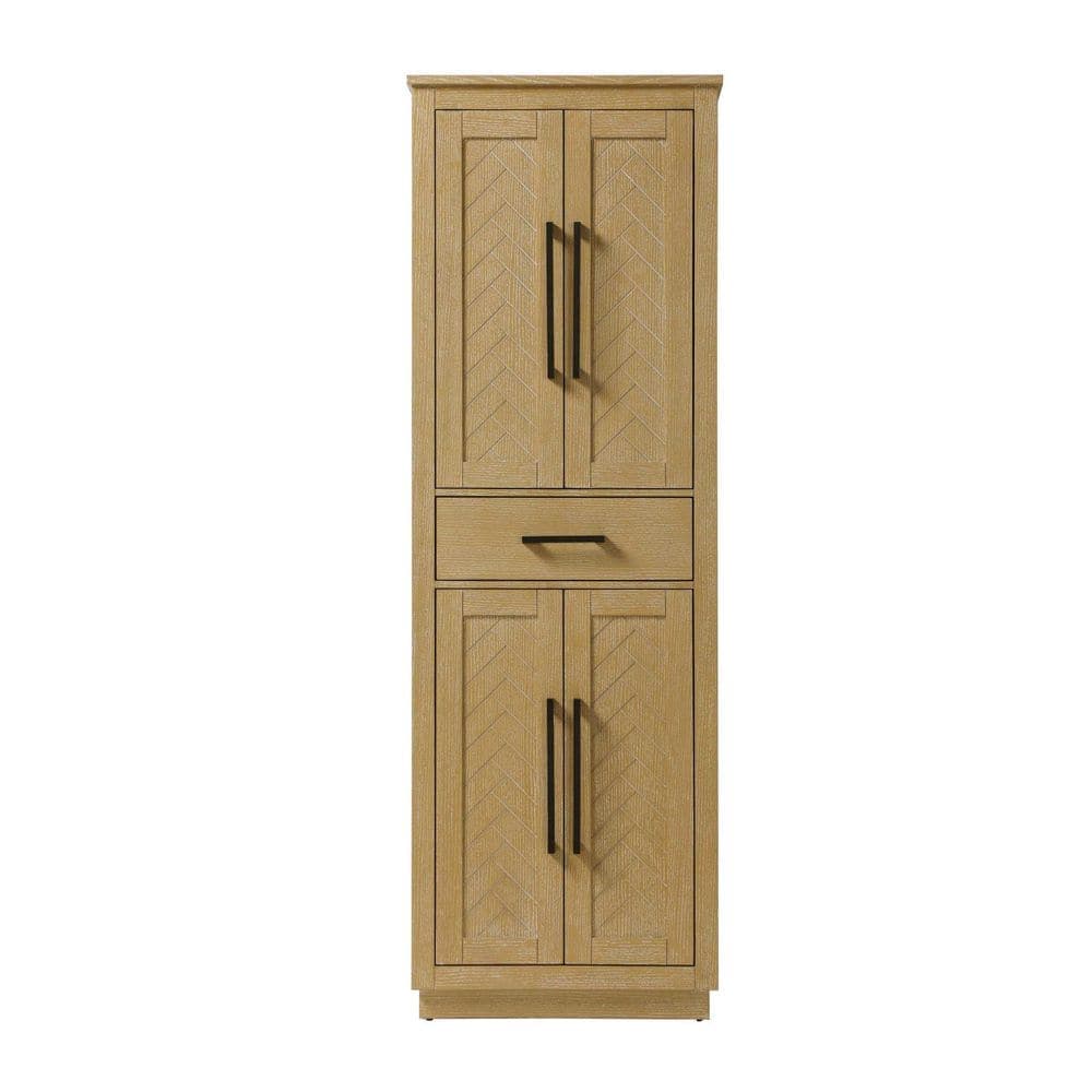 TIMELESS HOME 24 in. W x 18 in. D x 72 in. H Beige Freestanding Linen Cabinet in Linen Oak (1)