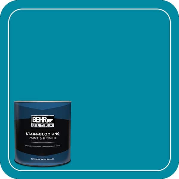 BEHR ULTRA 1 qt. #P480-6 Aruba Blue Satin Enamel Exterior Paint & Primer (2)