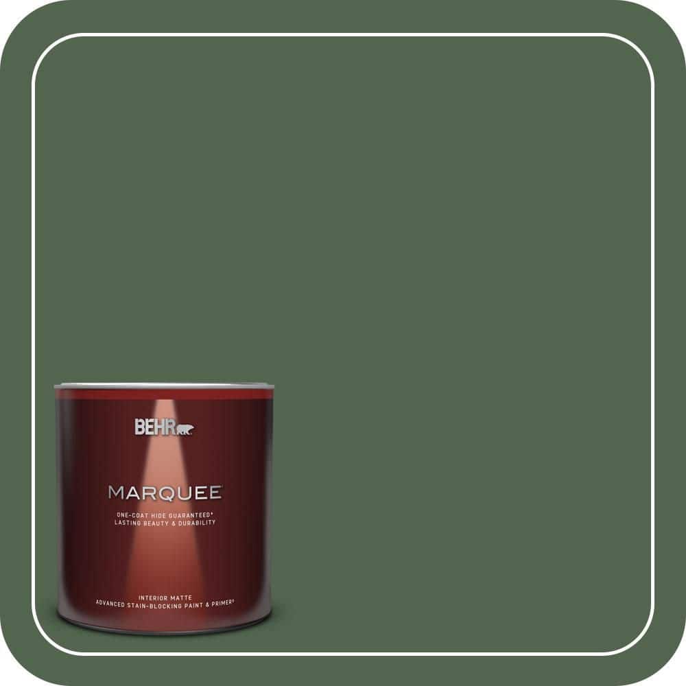 BEHR MARQUEE 1 Qt. #S410-7 Equestrian Green One-Coat Hide Matte Interior Paint & Primer
