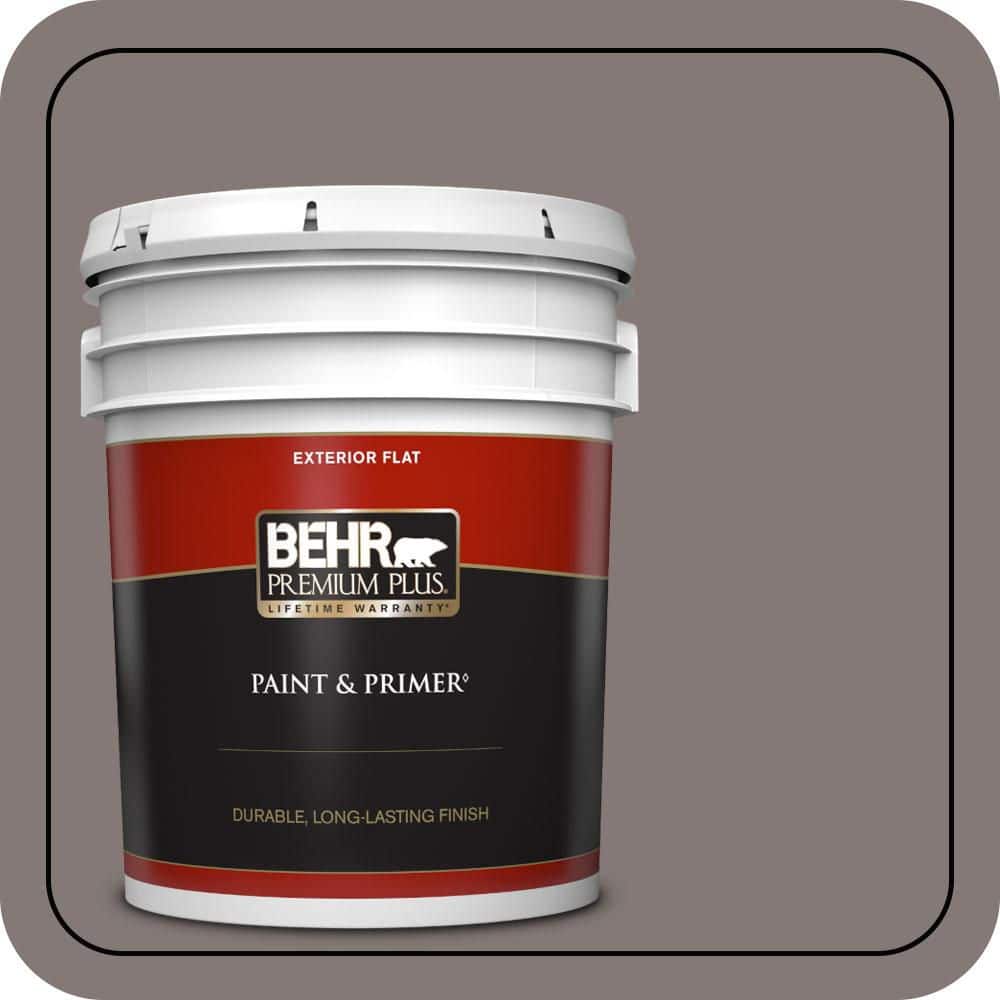 BEHR PREMIUM PLUS 5 gal. #N140-5 Complex Gray Flat Exterior Paint & Primer