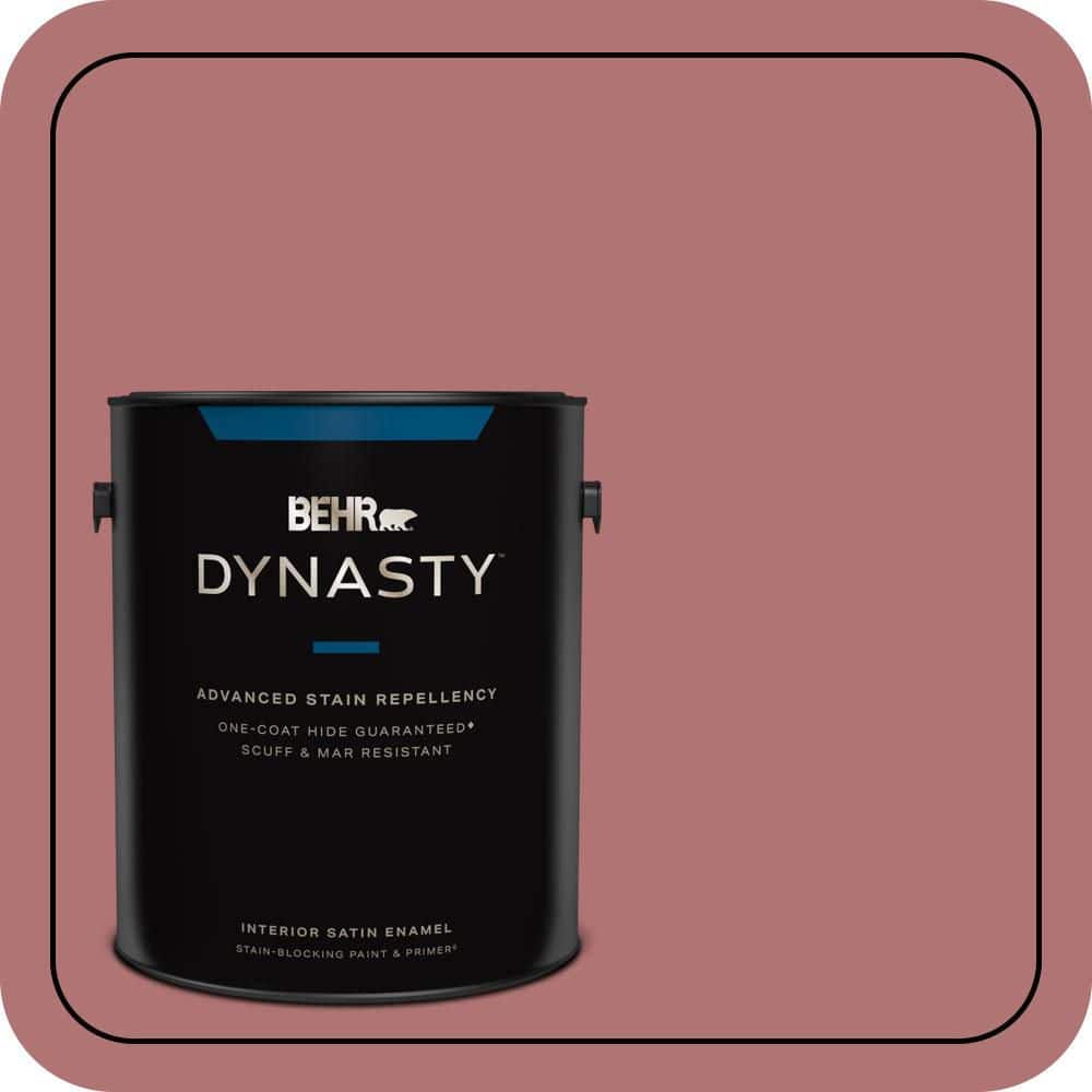 BEHR DYNASTY 1 gal. #S140-5 Red Gerbera One-Coat Hide Satin Enamel Interior Stain-Blocking Paint and Primer