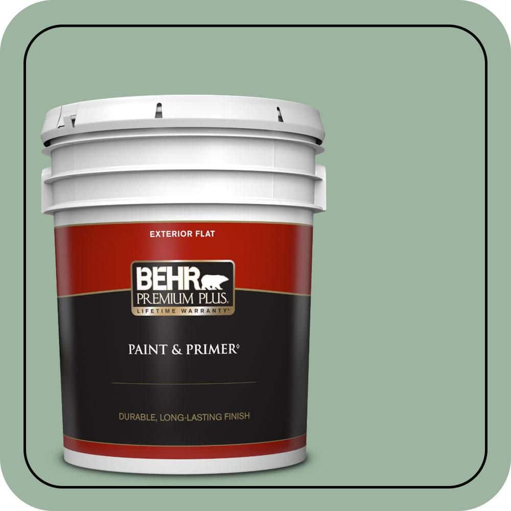 BEHR PREMIUM PLUS 5 gal. #S410-4 Copper Patina Flat Exterior Paint & Primer