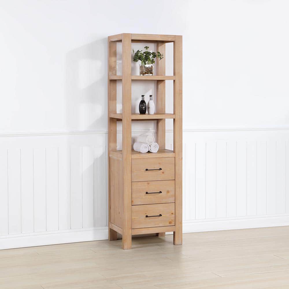 ROSWELL León 21.7 in. W 15.7 in. D 72 in. H Brown Storage Linen Cabinet for Bathroom, Kitchen and Living Room