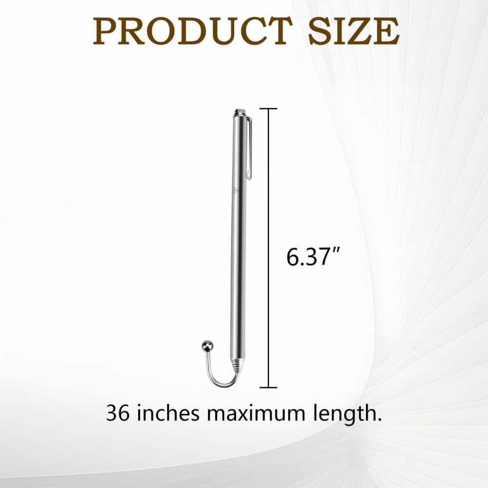 Misopily 36 in. Telescoping Wire Reacher Pole Collapsible to 6.375 in. with Hook Tip and Pocket Clip Stainless Steel (2)