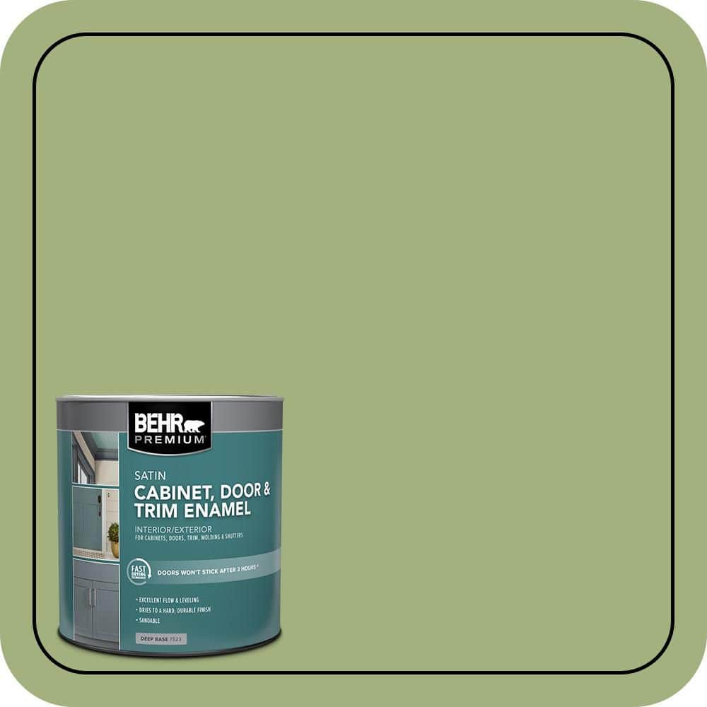 BEHR PREMIUM 1 qt. #AE-34 Meadow Green Satin Enamel Interior/Exterior Cabinet, Door & Trim Paint