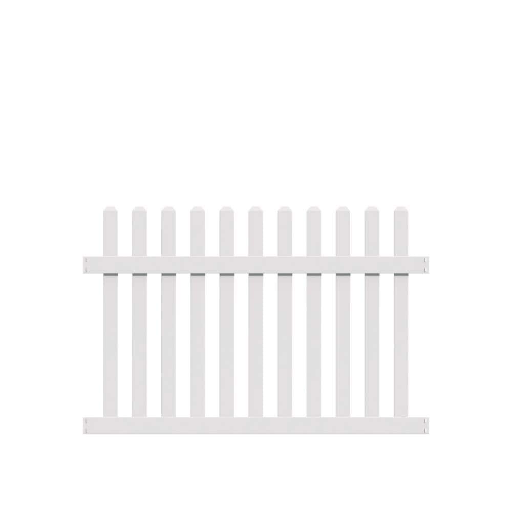 Barrette Outdoor Living Seneca Straight 4 ft. H x 6 ft. W White Vinyl Picket Fence Panel (Unassembled) (1)