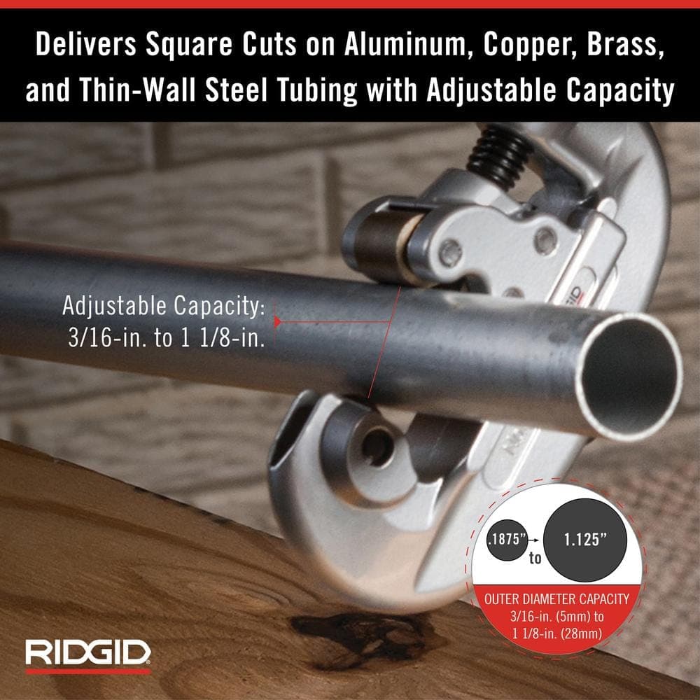 RIDGID 3/16 in. to 1-1/8 in. Model 15 Screw Feed Copper Pipe & Aluminum Tubing Cutter w/ Fold Away Reamer + Spare Wheel (3)