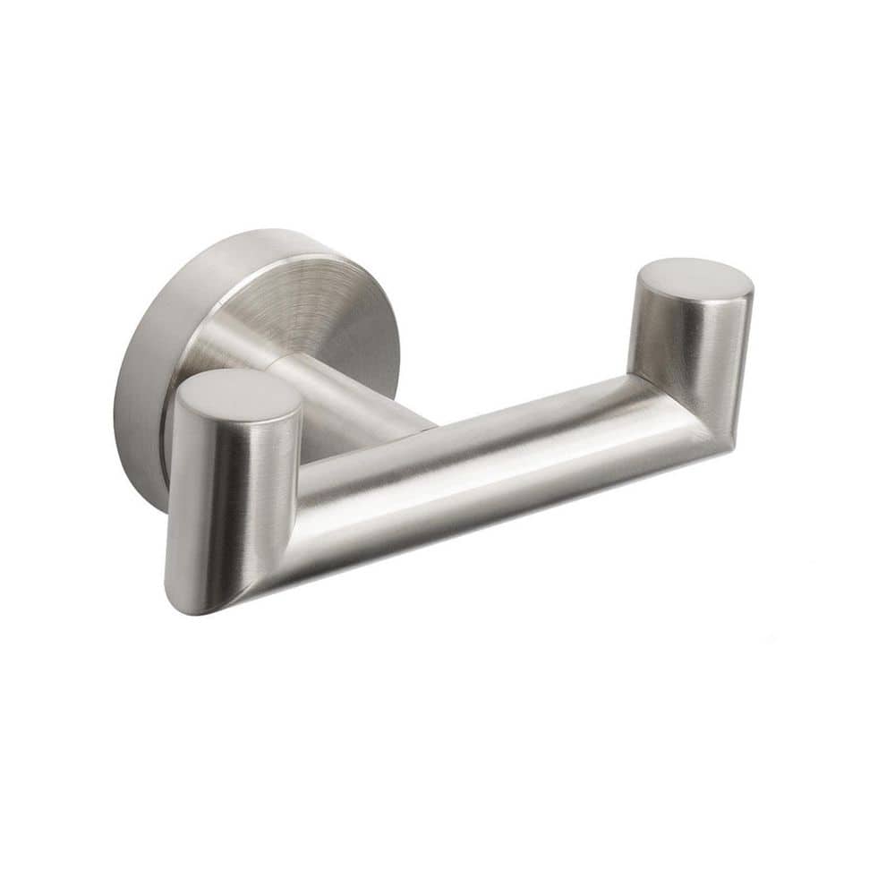Unbranded 2-Pack Brushed Nickel SUS304 Stainless Steel Double Wall Drill Towel Robe Coat J-Hook Double Robe/Towel Hook